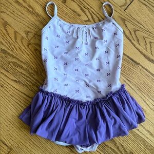 Hanna Andersson Purple and White Girls' Ballet Leotard with Skirt Dance